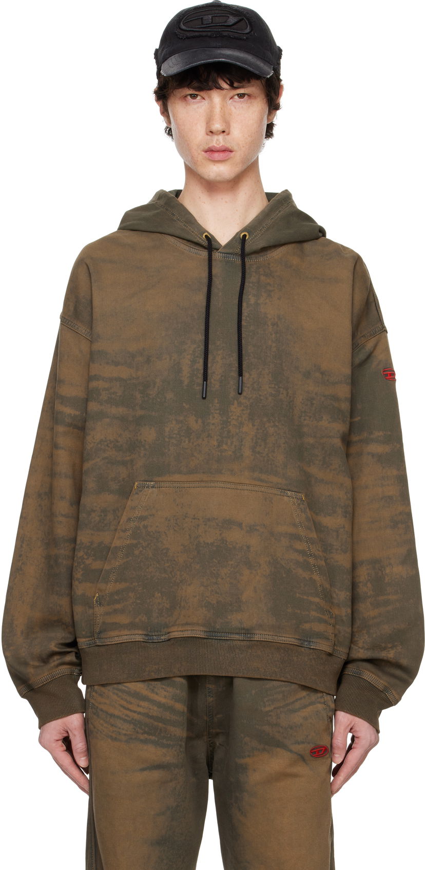 Huppari Diesel D-Um-Rib-S1 Track Hoodie Ruskea | A14812-068NG-01