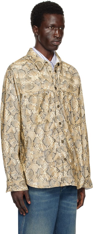 Paita ISABEL MARANT Isabel Marant Victor Snakeskin Print Shirt Beige | CH0196HA-B4G02H, 1