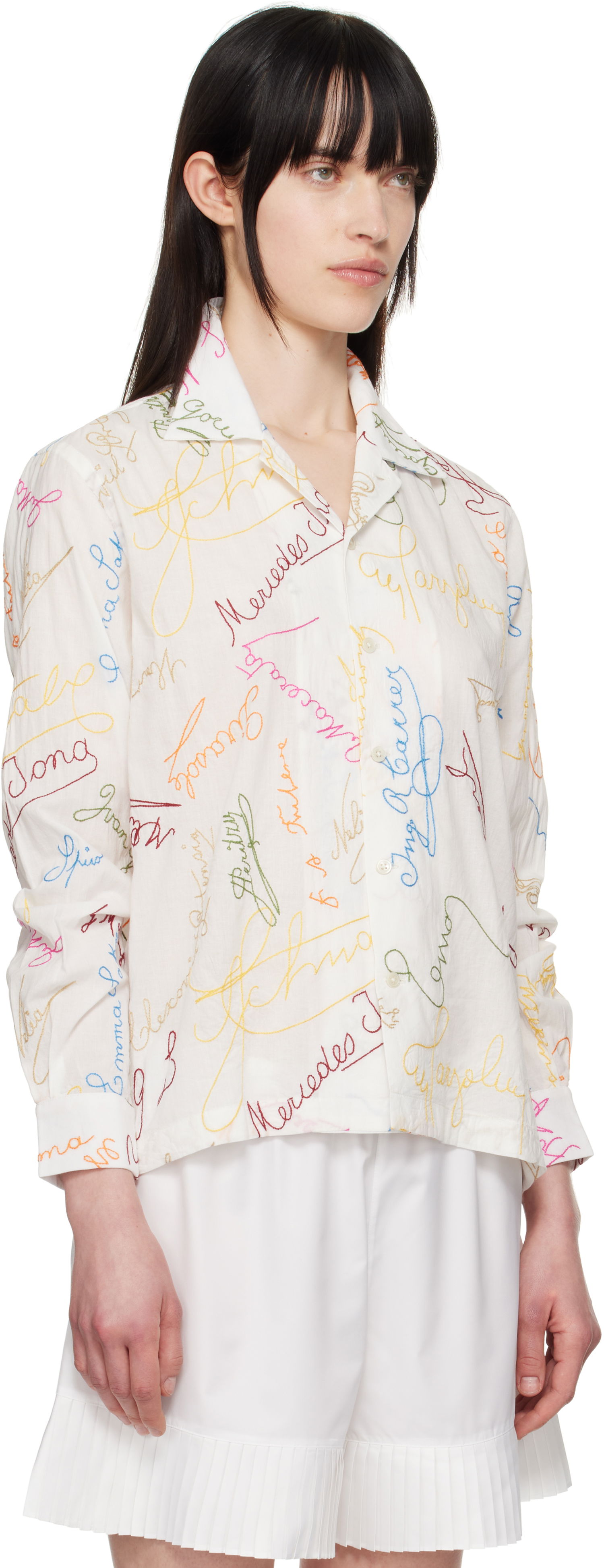 Paita Bode Bode Signature Scrawl Button-Down Shirt Valkoinen | MRS25SH015, 1