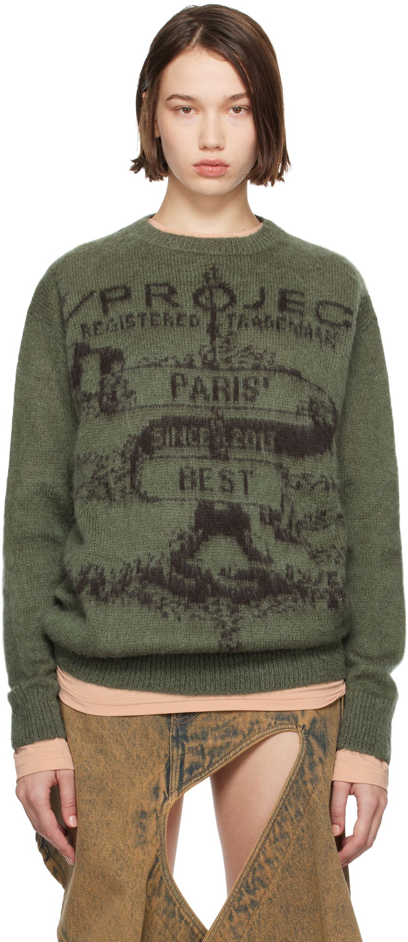 Villapaita Y/PROJECT Jacquard Pullover Sweater Vihreä | 206SW001