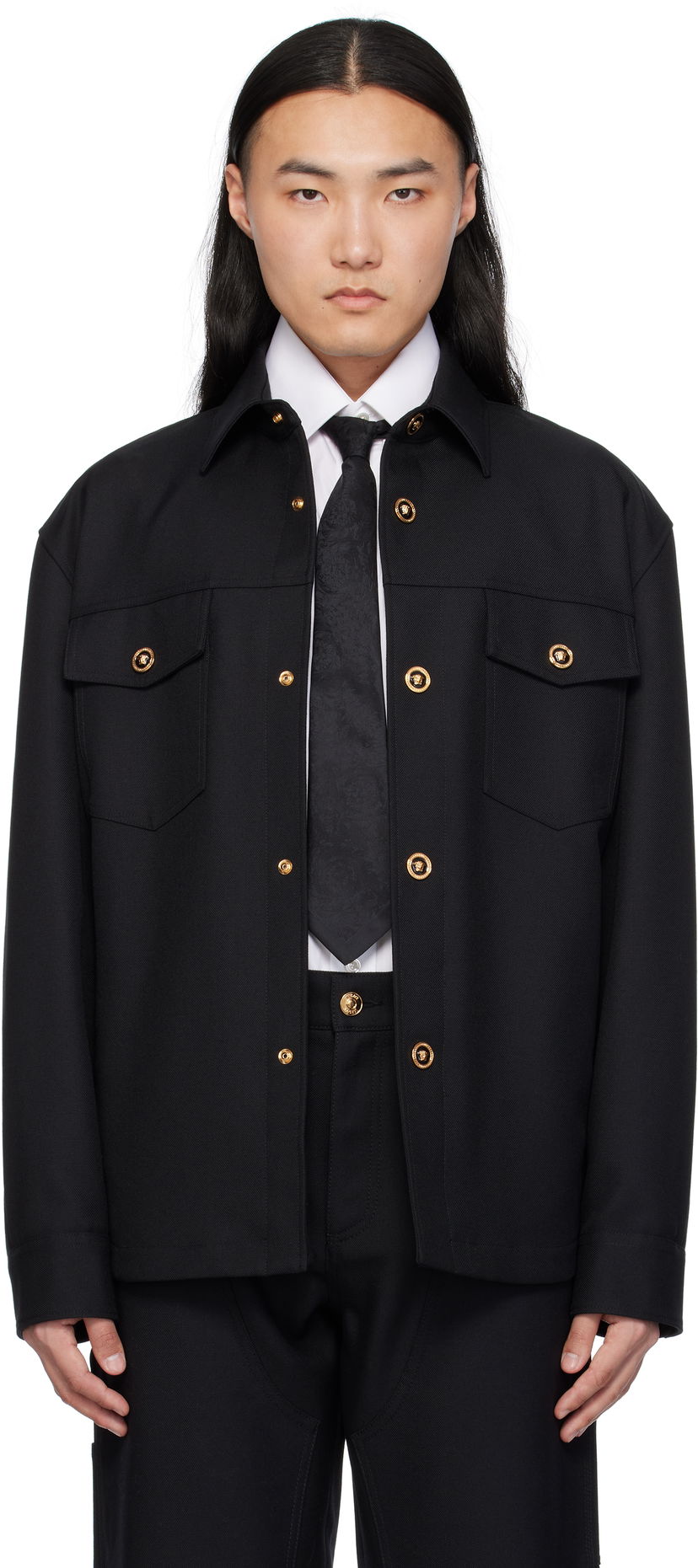 Takki Versace Versace Cavalry Wool Overshirt Musta | 1018867_1A08771