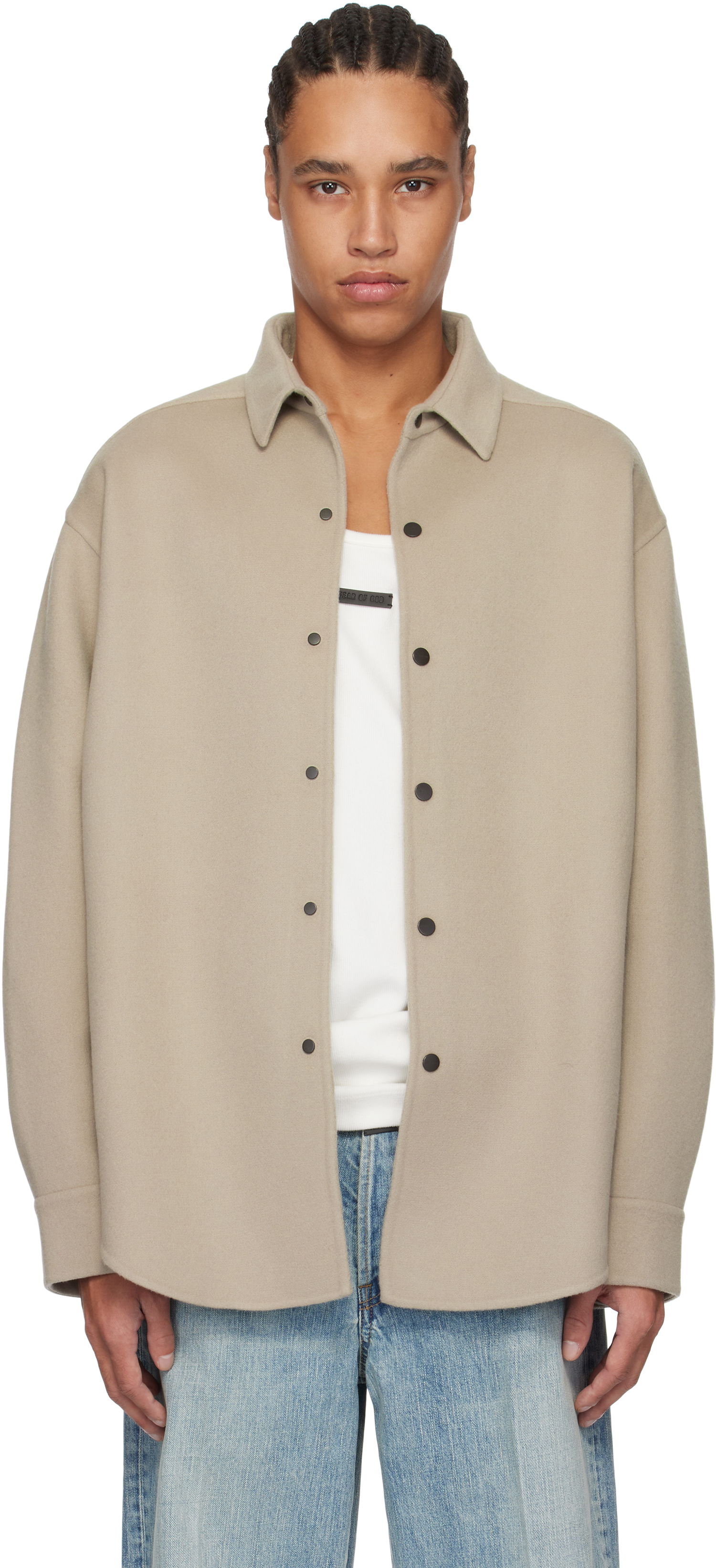 Paita Fear of God Fear of God Wool Cashmere Overshirt Beige | FGE230-330DWC, 0