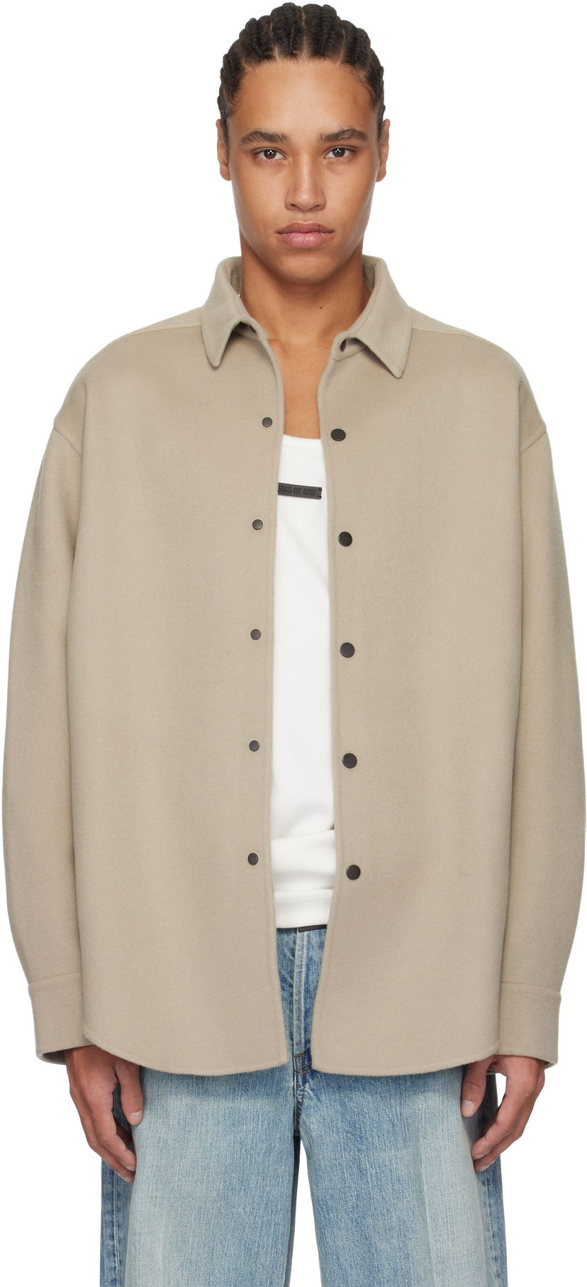 Paita Fear of God Fear of God Wool Cashmere Overshirt Beige | FGE230-330DWC