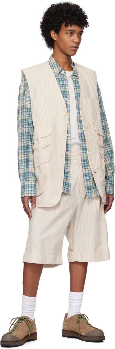 Shortsit Engineered Garments Engineered Garments Gurkha Seersucker Shorts Beige | 25S1E005, 3