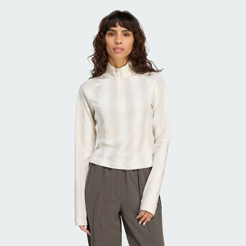 T-paita adidas Performance Printed Mock Neck Long Sleeve Top Valkoinen | JW3642
