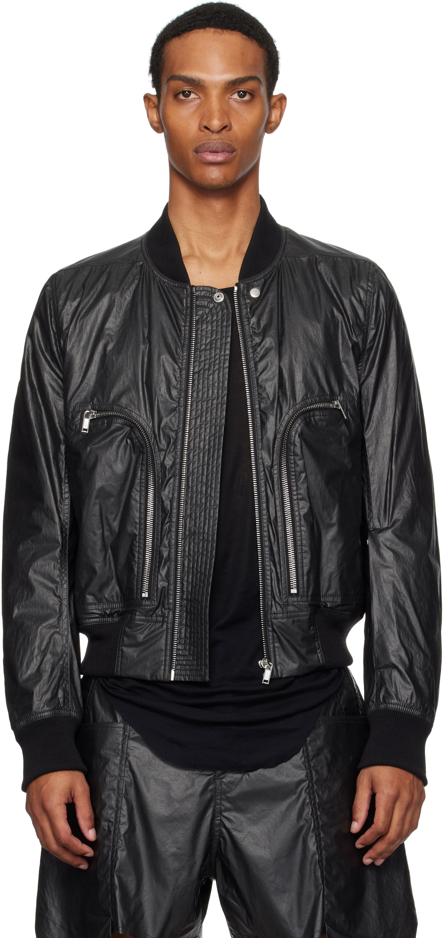 Bomber-takki Rick Owens Rick Owens Bauhaus Flight Bomber Jacket Musta | RU02E1749 PCT, 0