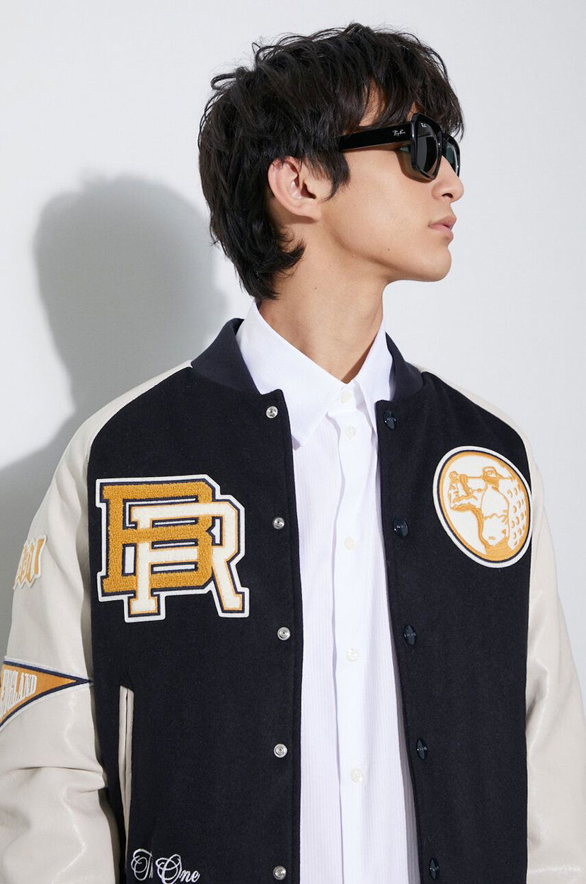 Bomber-takki Baracuta Baracuta Varsity Wool Blend Bomber Jacket Tummansininen | BRCPS0996