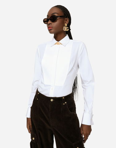 Paita Dolce & Gabbana Stretch Poplin Tuxedo Shirt Valkoinen | F5K50TFUEEEW0800, 3
