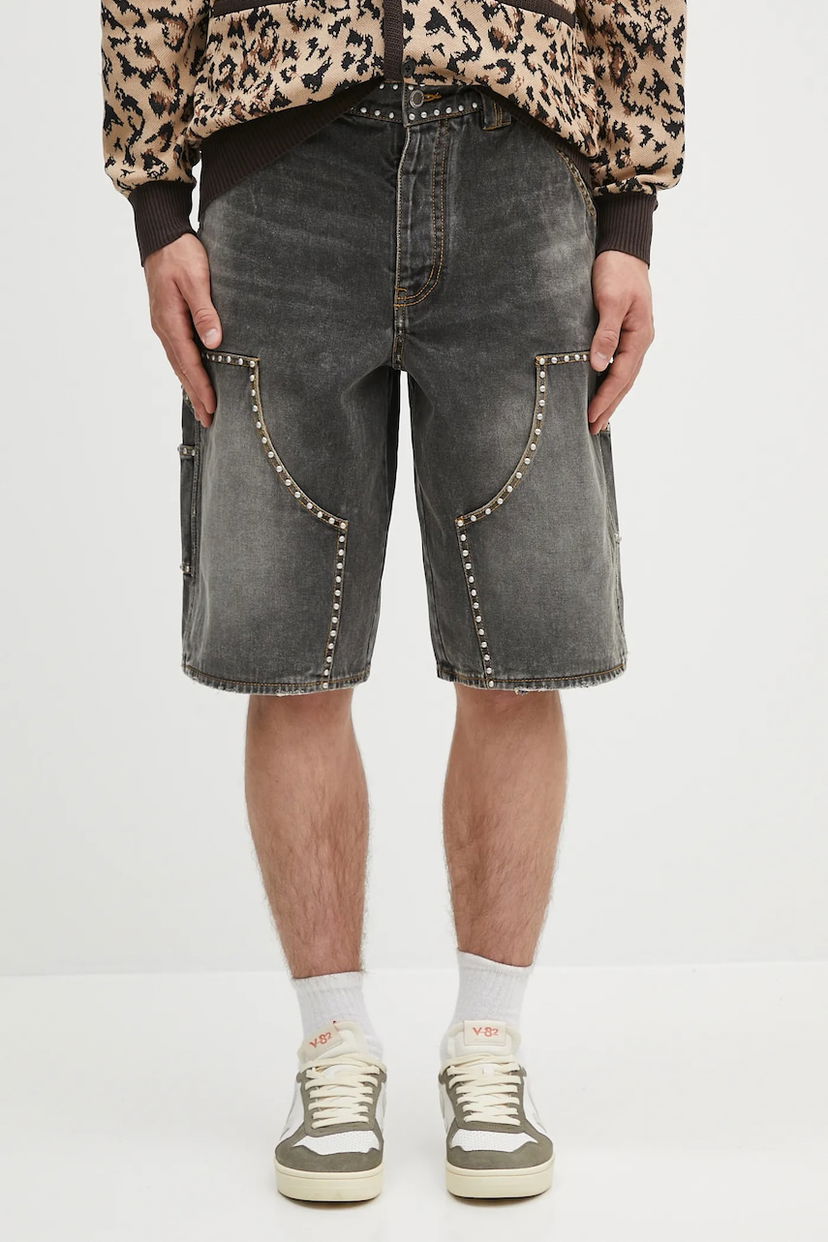 Shortsit BAPE A Bathing Ape Studded Heavy Wash Relaxed Fit Denim Shorts Harmaa | 1L30151303