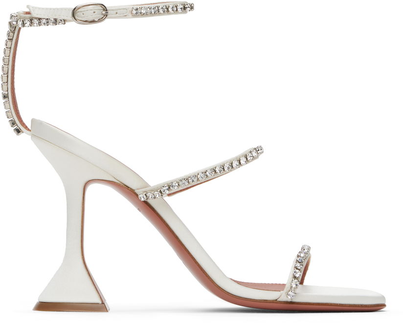 Tennarit ja kengät Amina Muaddi Gilda Crystal-Embellished Satin Heeled Sandals Valkoinen | GILDA SANDAL SATIN