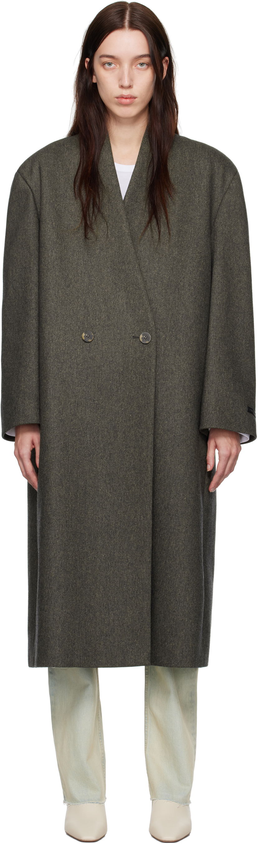 Takit Fear of God Wool Lapelless Long Coat Harmaa | FG24FW30-624MIW