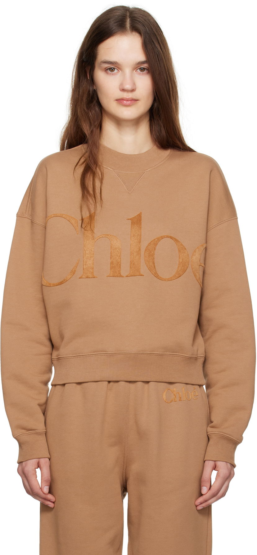 Huppari CHLOÉ Generous Sweatshirt Crewneck Ruskea | CH24WJH05191
