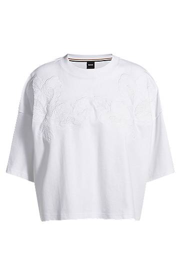 T-paita BOSS T-Shirt with Embroidered Details Valkoinen | 50541328