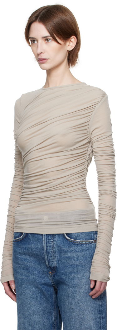 T-paita AGOLDE Twist Long Sleeve T-Shirt Beige | A7317-1618, 3