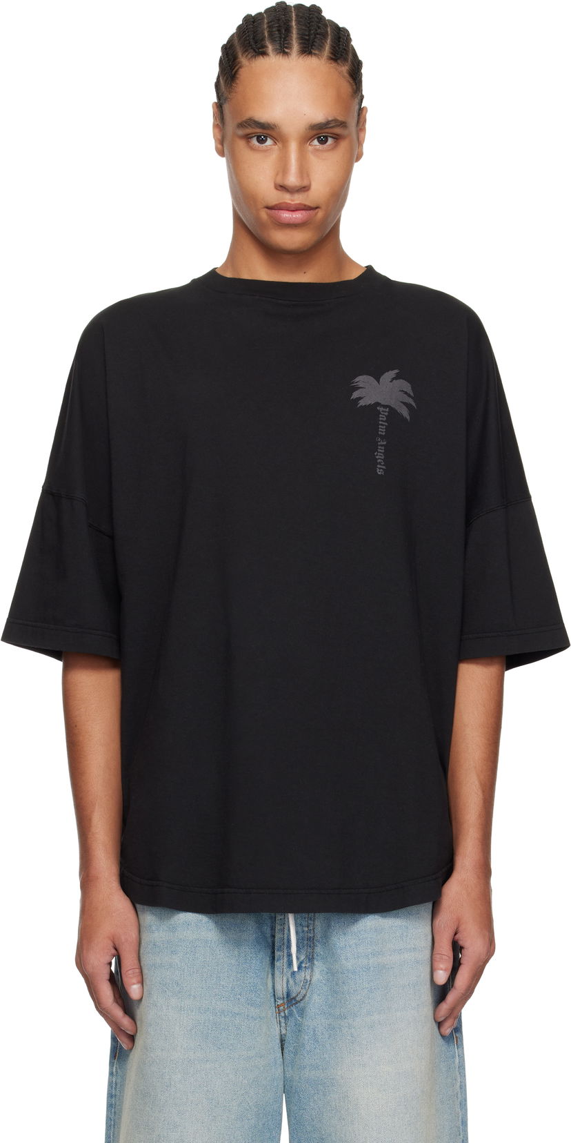 T-paita Palm Angels Palm Angels Palms Over T-Shirt Musta | PMAA002S25JER0041313