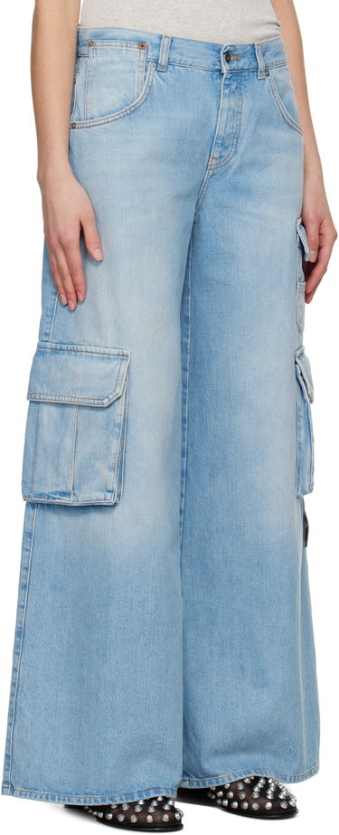 Cargo housut Off-White Off-White Wide-Leg Cargo Denim Jeans Sininen | OWYB019S25DEN0024000, 1