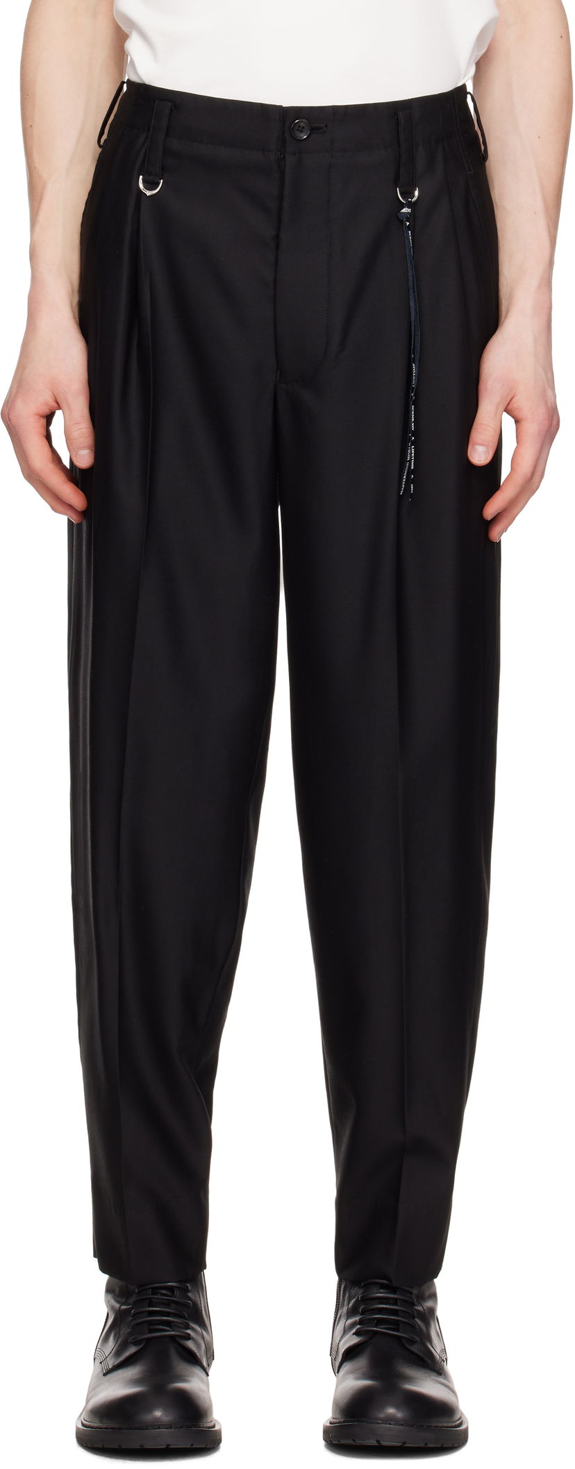 Housut Mastermind WORLD Mastermind World Summer Wool Trousers Musta | MW25S14-PA016-100