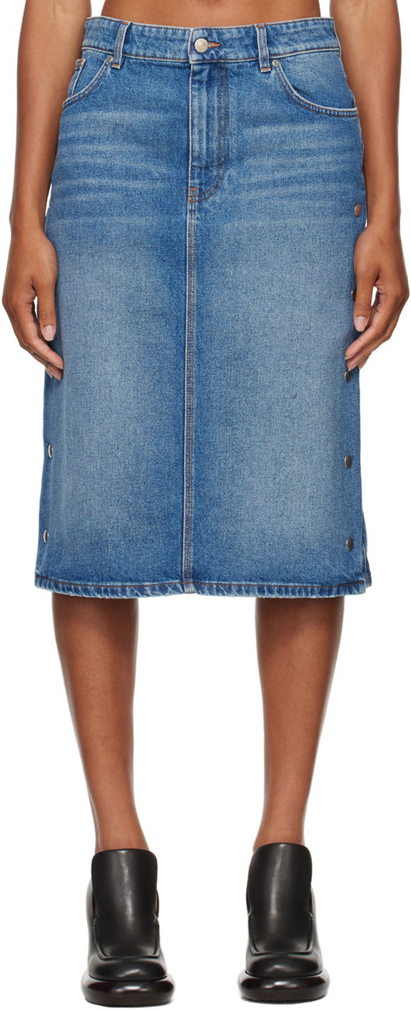 Hame Stella McCartney Snap Denim Midi Skirt Sininen | 6D03293SQH00