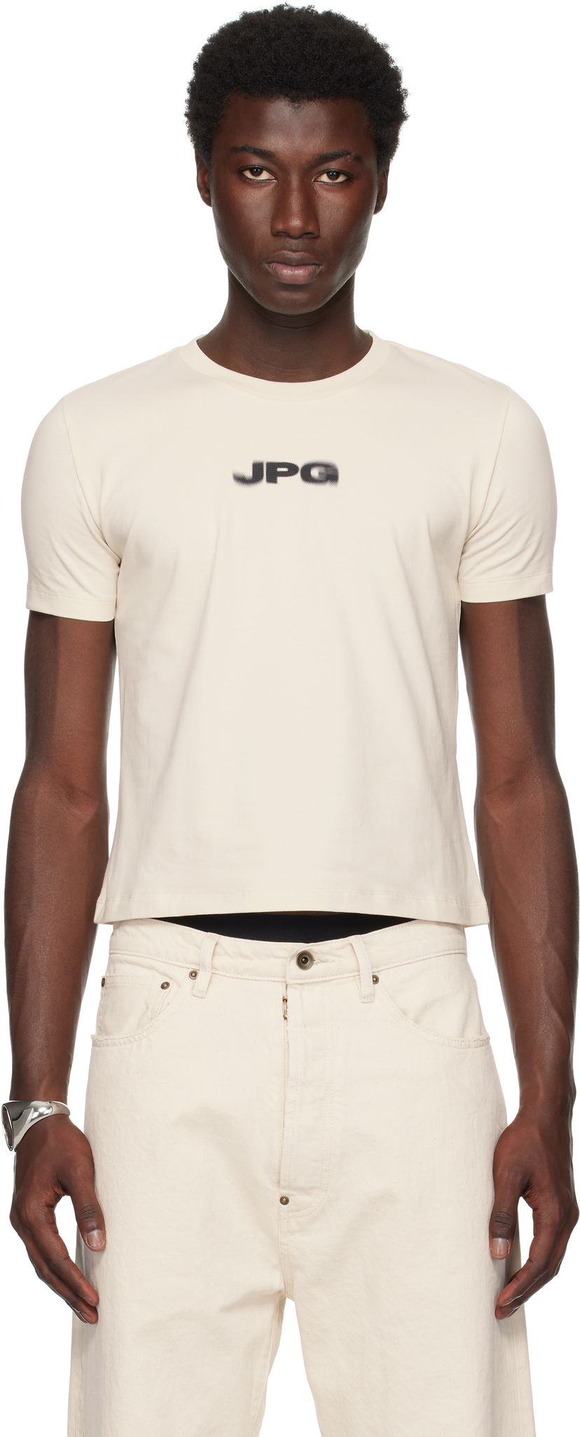 T-paita Jean Paul Gaultier Jean Paul Gaultier 'The JPG' Baby Tee Beige | 25/03-W-TO300-J002-6900