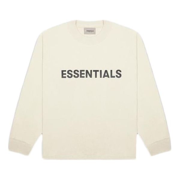 Villapaita Fear of God Essentials 3D Silicon Applique Boxy Long Sleeve Tee Beige | FOG-SS20-412, 0