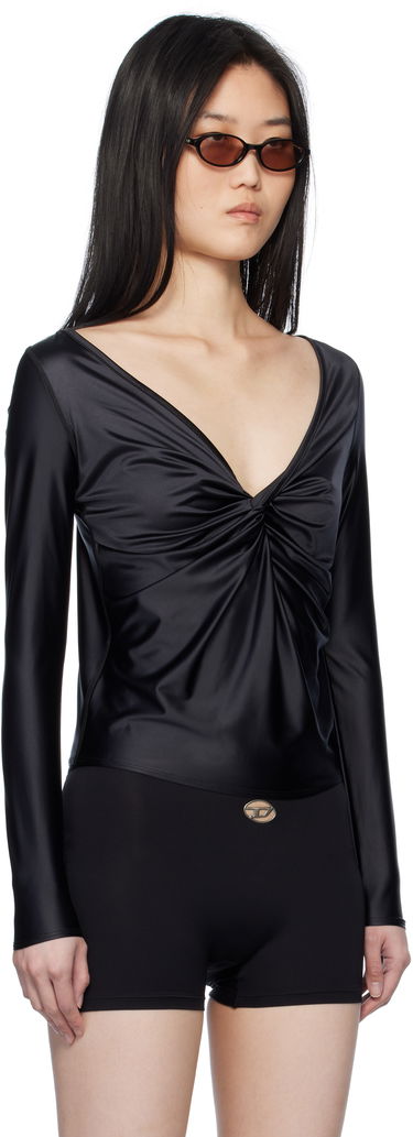 T-paita Diesel Diesel T-Knot Twist-Front Long Sleeve Top Musta | A17672 0PKAT, 1