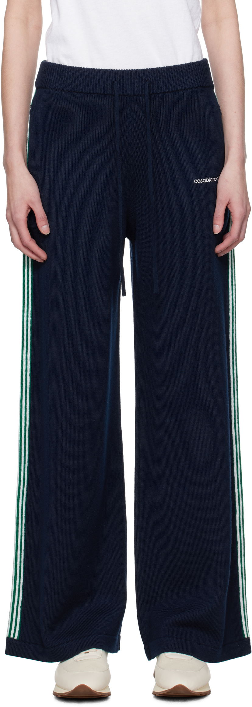 Verryttelyhousut Casablanca Casablanca Knit Tennis Trousers Tummansininen | WPS25-KW-869-01