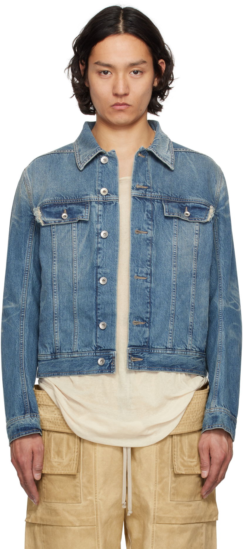 Takki Rick Owens Rick Owens DRKSHDW Hollywood Trucker Denim Jacket Sininen | DU01E3751 DWB