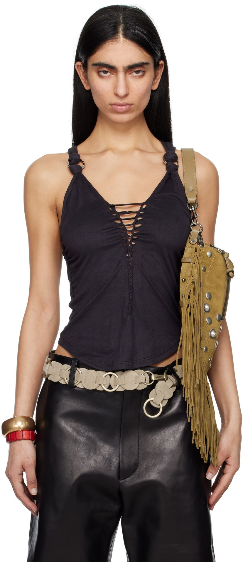 Tankkitoppi ISABEL MARANT Isabel Marant Sakina Faux-Suede Tank Top Musta | HT0651FA-C2K01I