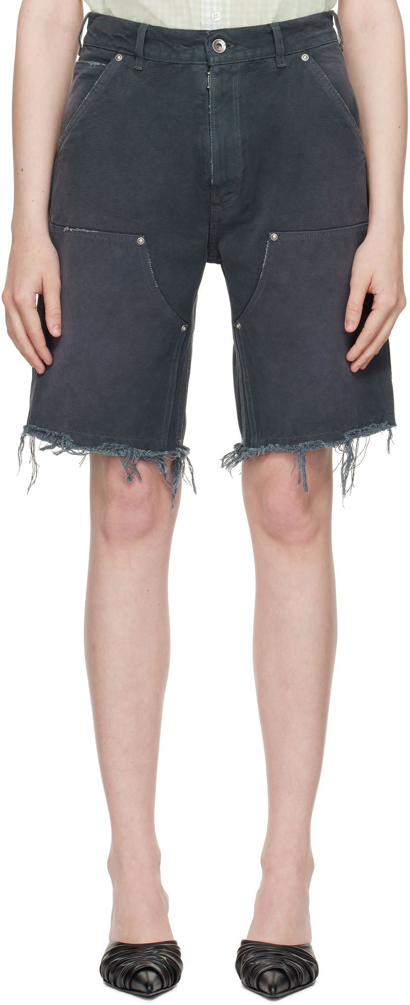 Shortsit Maison Margiela Maison Margiela Studded Denim Shorts Harmaa | S50MU0087 M35255