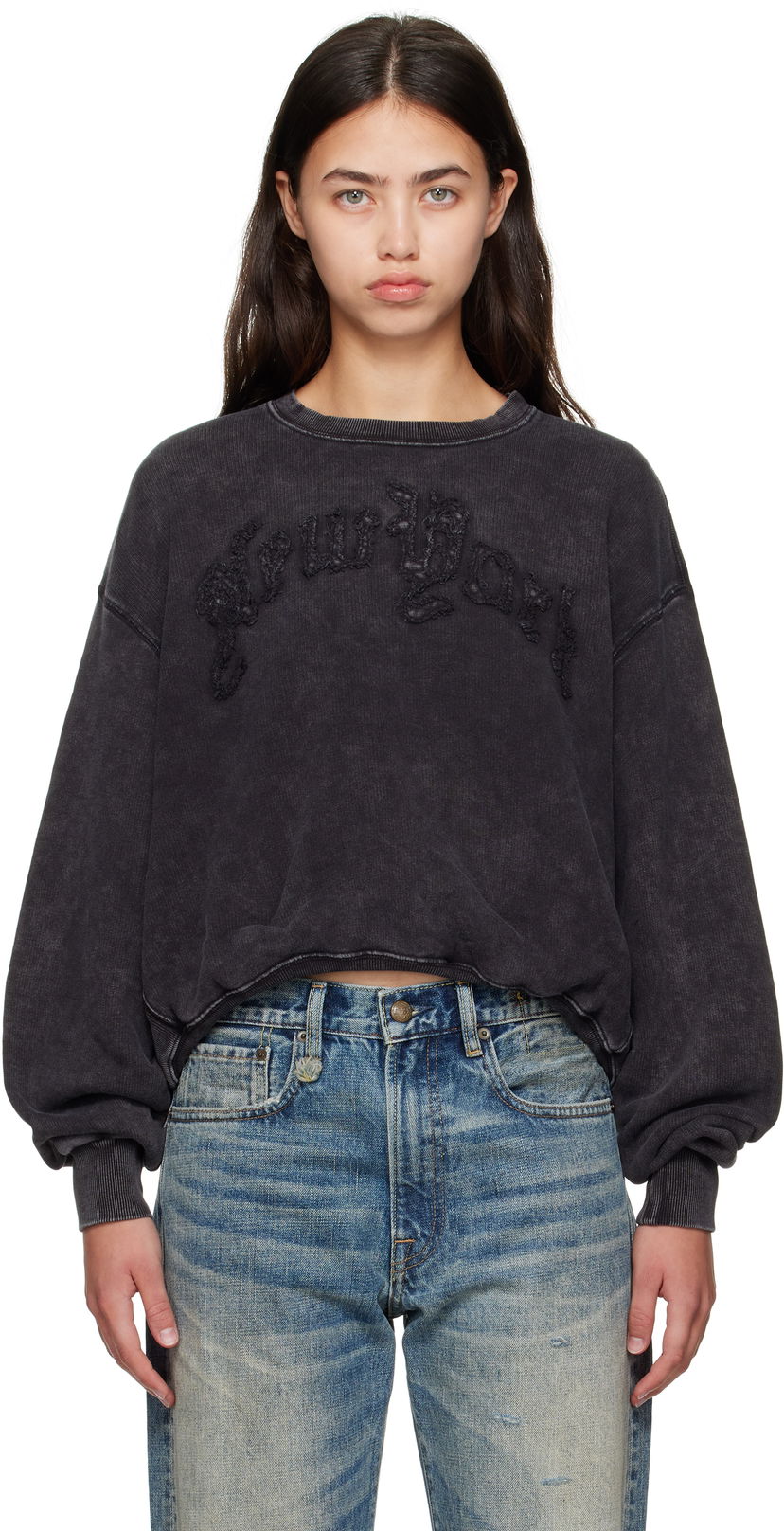 Huppari R13 R13 'New York' Balloon Crewneck Sweatshirt Musta | R13WK260-K001O