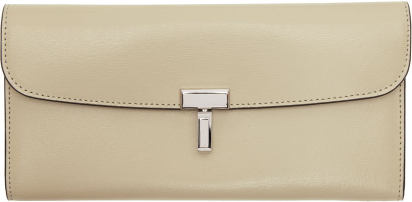 Lompakko TOTEME TOTEME T-Lock Leather Wallet Beige | 251-WAM0041-LE0025