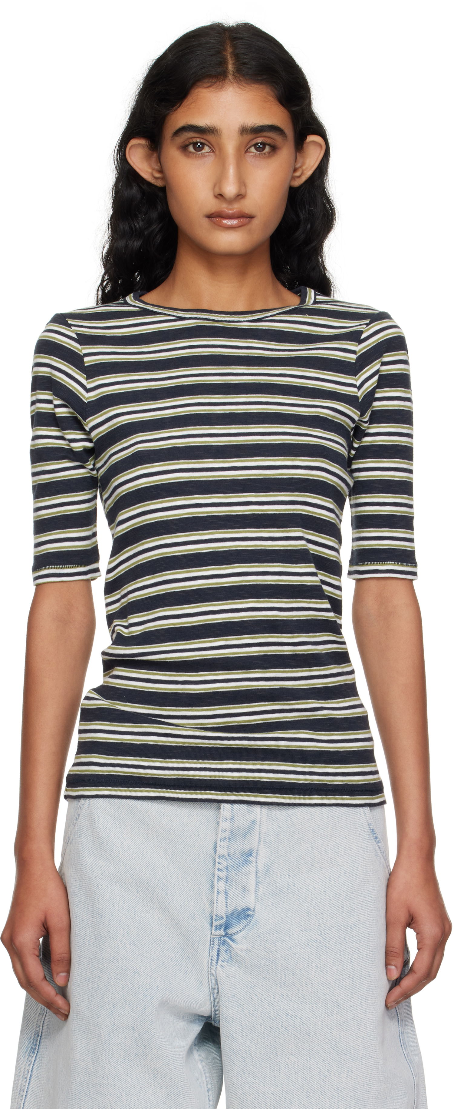 T-paita YMC YMC Striped Tee Tummansininen | Q6YMK, 0
