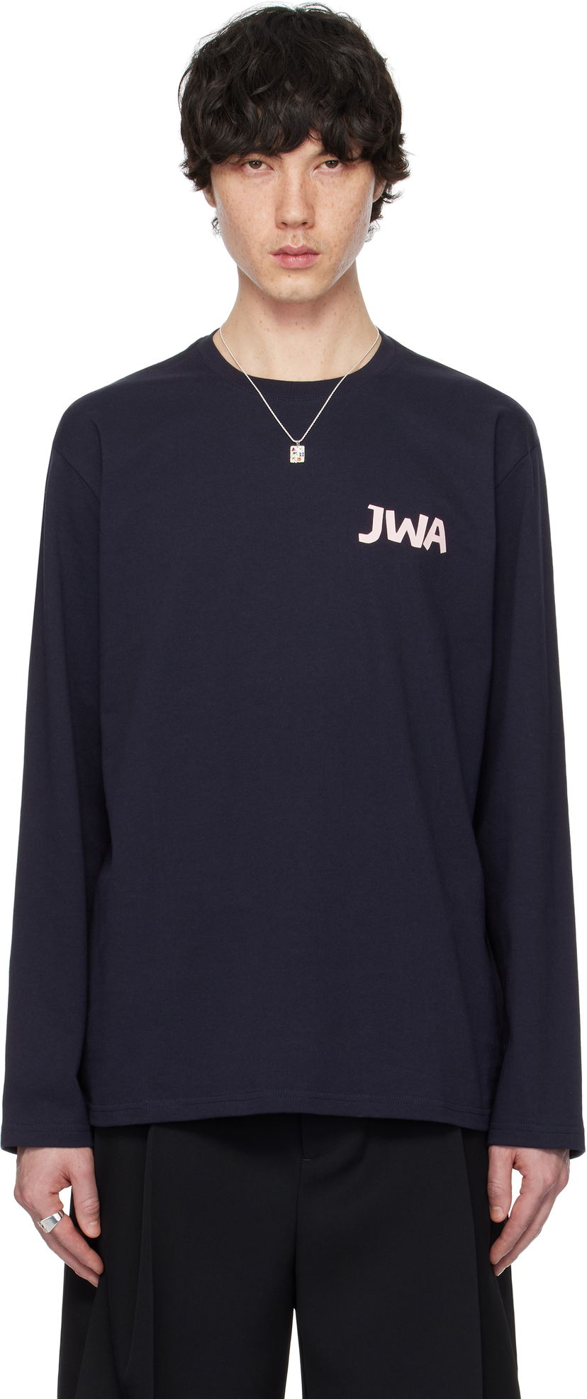 T-paita JW Anderson JW Anderson 'JWA' Long Sleeve T-Shirt Tummansininen | JT0281-PG1510