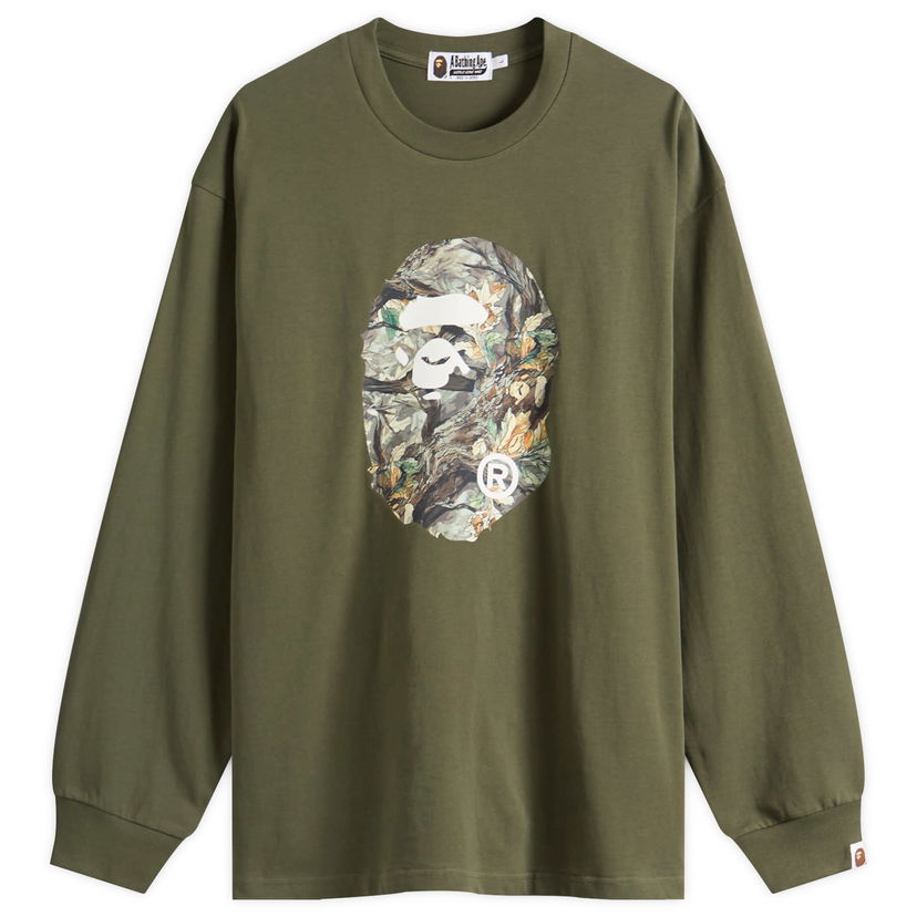T-paita BAPE A Bathing Ape Tree Edge Camo Ape Head Longsleeve T-Shirt Vihreä | 001LTL801305M-ODR