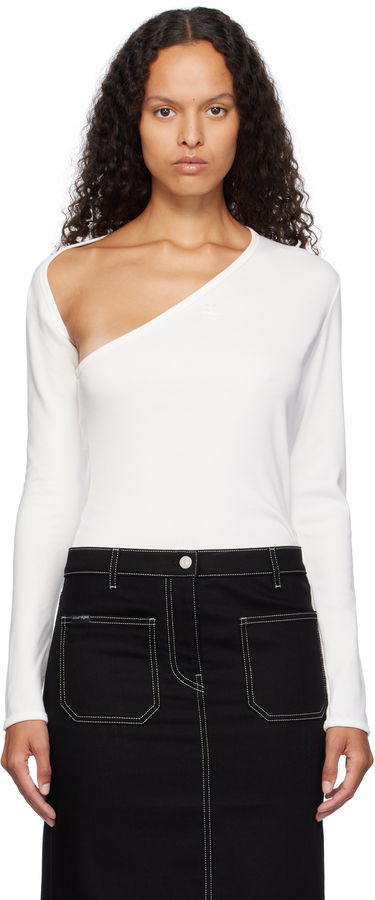 T-paita Courrèges Slash Neck Long Sleeve Top Valkoinen | 424JTS158JS0070, 0