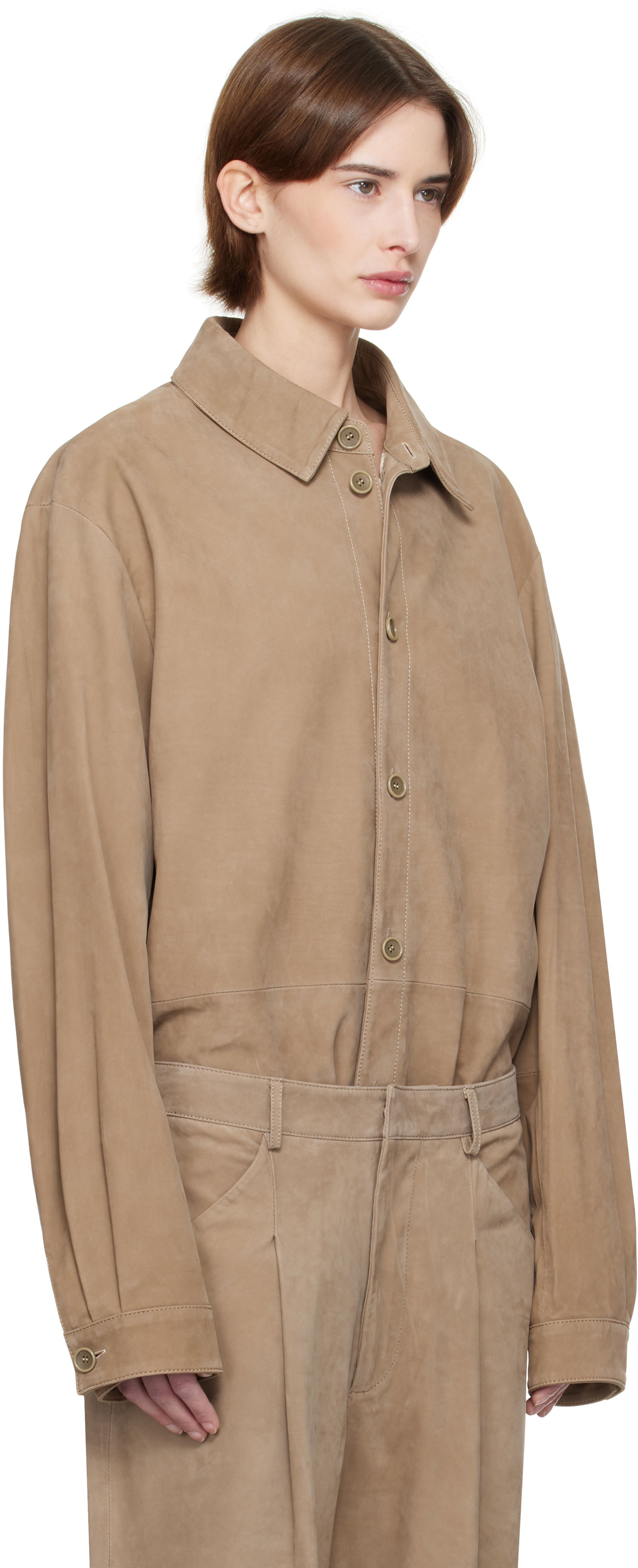 Paita Entire Studios Entire Studios Recurrent Suede Overshirt Beige | ES2673SS, 1