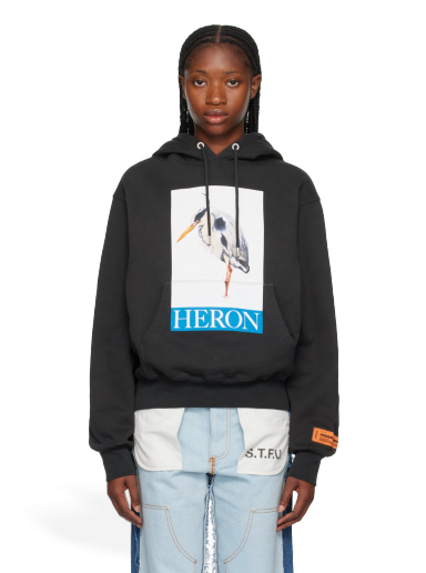 Huppari HERON PRESTON Bird Painted Hoodie Musta | HWBB024F23JER0021046