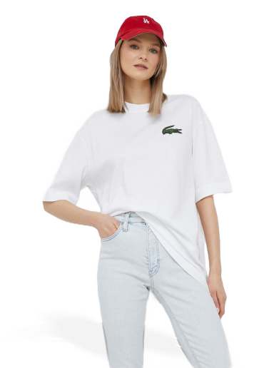 T-paita Lacoste Loose Fit Large Crocodile Organic Cotton T-shirt Valkoinen | TH0062