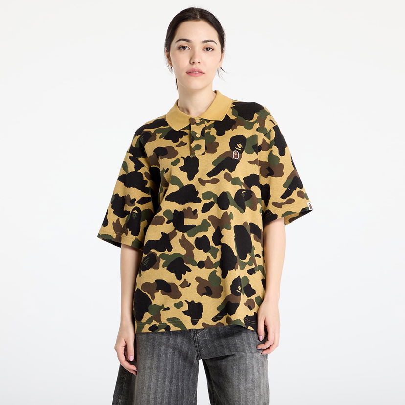 Poolopaita BAPE A BATHING APE 1St Camo Jacquard Relaxed Fit Polo Shirt Keltainen | 001POL301303MYEL