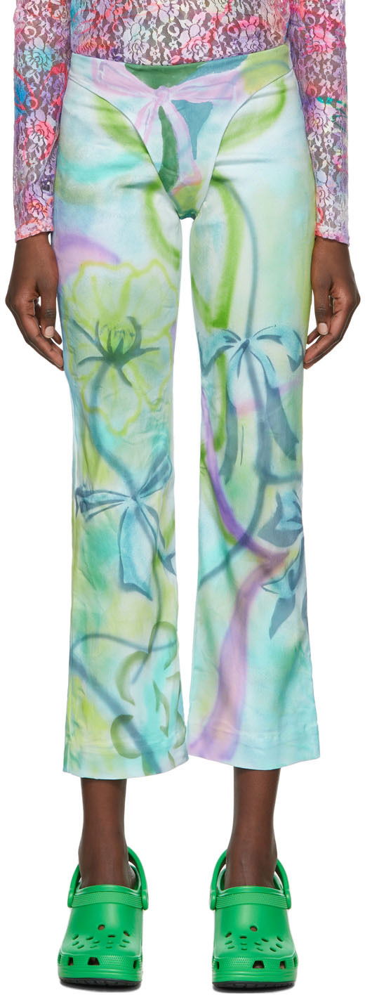 Housut Collina Strada Collina Strada Printed Cotton Cropped Trousers Monivärinen | XX6397 RECYCLED COTTON
