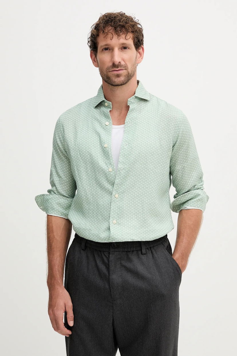 Paita Polo by Ralph Lauren Polo Ralph Lauren Regular Fit Linen Shirt with Italian Collar Vihreä | 710974546