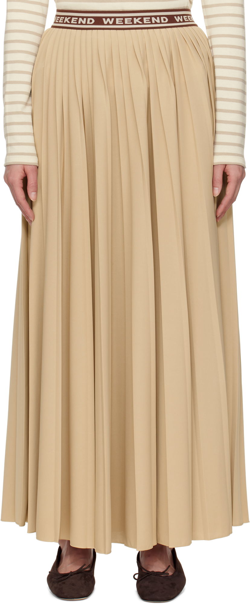 Hame Max Mara Weekend Max Mara Bleu Pleated Maxi Skirt Beige | 2515771031600