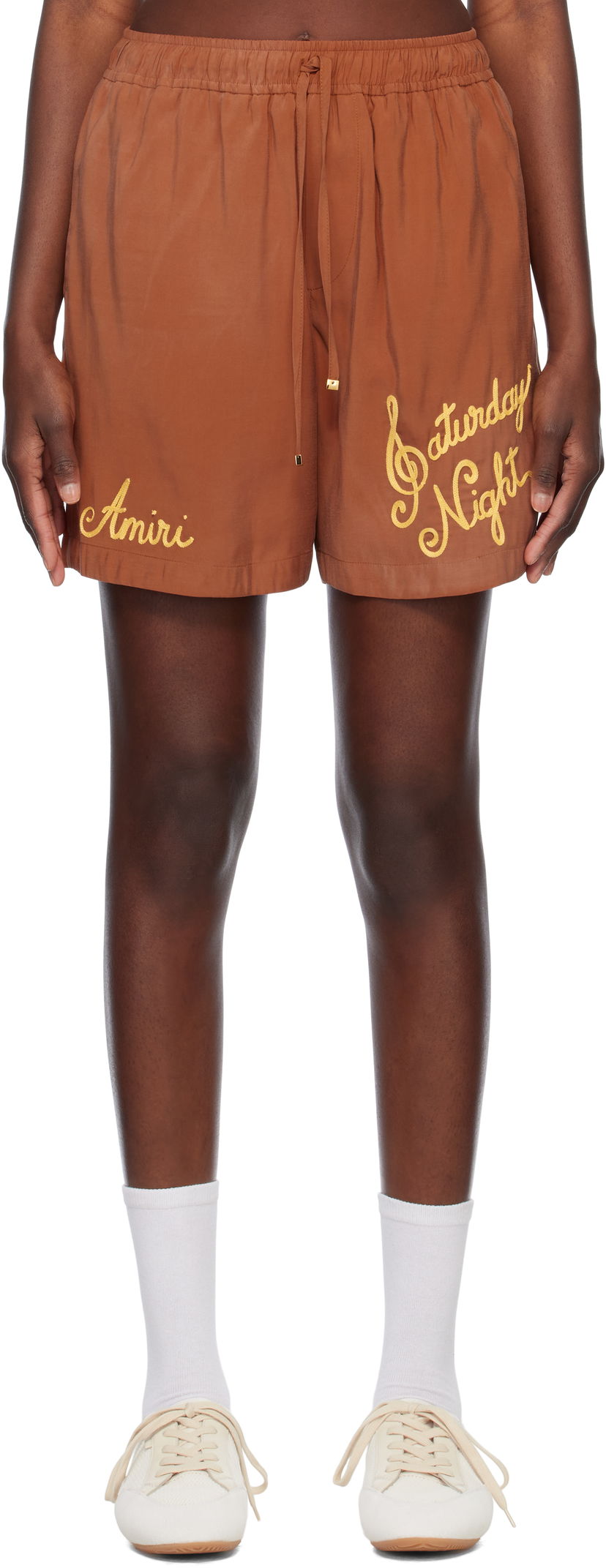Shortsit AMIRI Amiri Saturday Night Drawstring Shorts Ruskea | AMSHCA1076