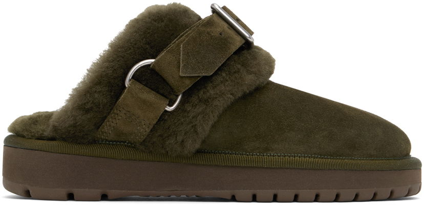 Vaatteet Burberry Burberry Chubby Suede & Shearling Slippers Vihreä | 8092549