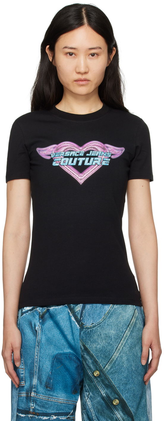 T-paita Versace Crystal T-Shirt Musta | E76HAHL09_ECJ02L