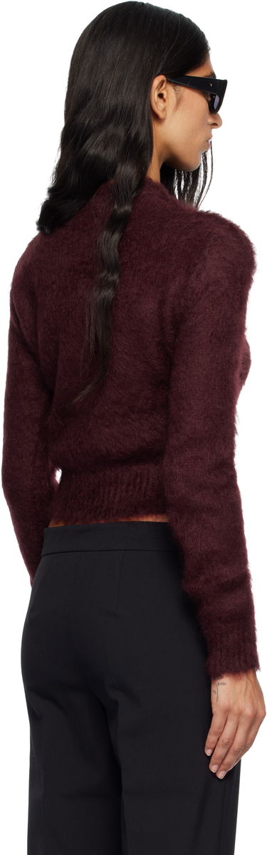 Villapaita Max Mara Max Mara Adatti Fuzzy Cropped Mock-Neck Sweater Burgundia | 2521366263600, 2