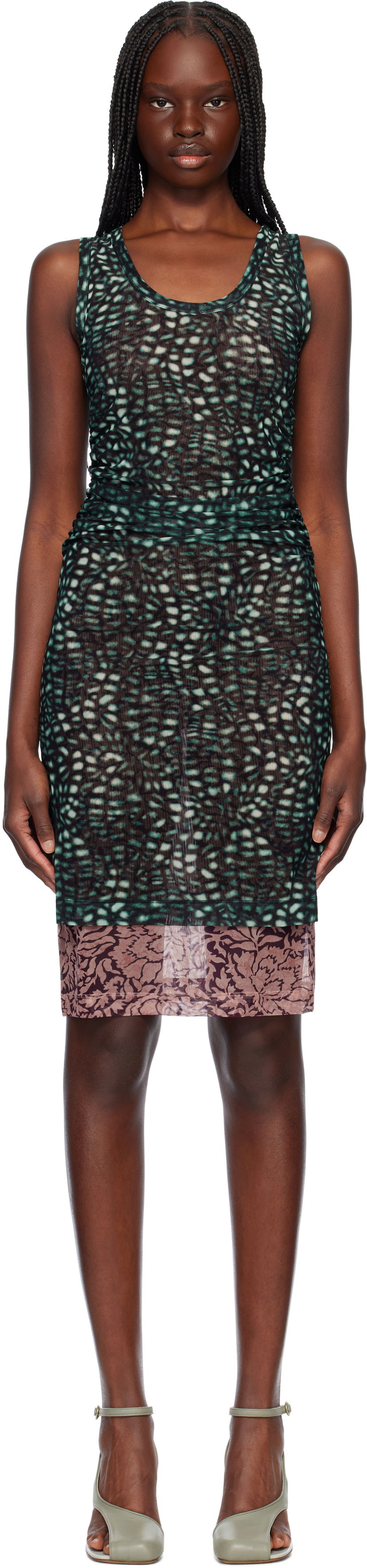 Mekko Dries Van Noten Dries Van Noten Printed Midi Dress Vihreä | 251-011163-1619