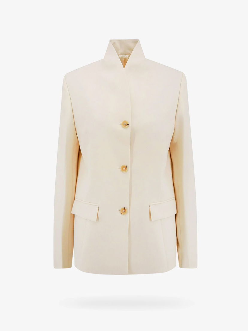 Takki TOTEME Single-Breasted Band Collar Blazer Beige | 241WRZ1063FB0065007