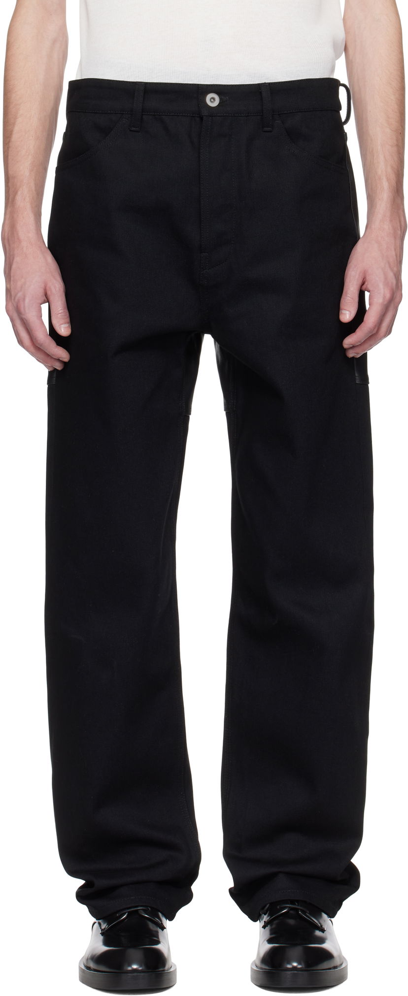 Cargo housut Jil Sander Jil Sander Leather Jeans Musta | J22KA0267_J46655