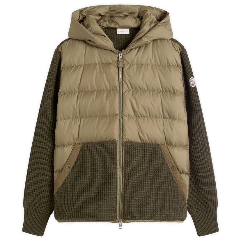 Puffer takki Moncler Knit Waffle Jacket With Hood Vihreä | 9B000-31-M4281-828